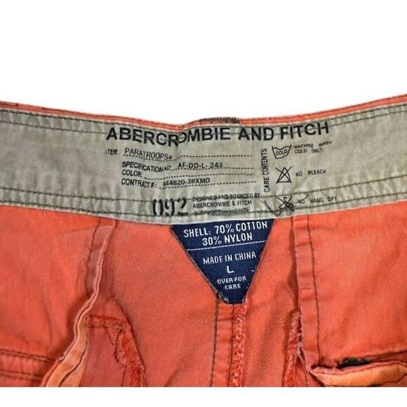 Vintage 00's Y2K Baggy Abercrombie & Fitch Orange Paratrooper Cargo Pants Large - Picture 2 of 10
